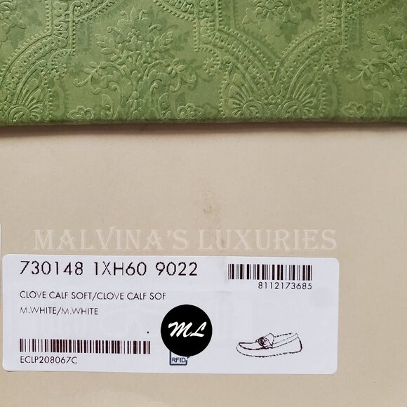 GUCCI SHOES MENS LOAFERS MOCCASINS G LOGO WHITE LEATHER sz 7.5G 8 - Picture 13 of 14